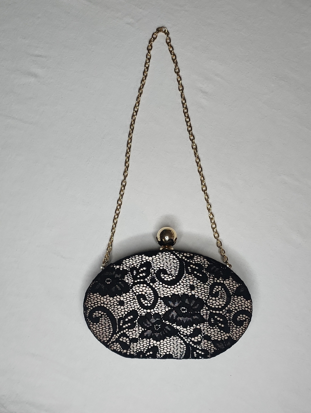 Kate Landry Black Lace Over Nude Crossbody Bag